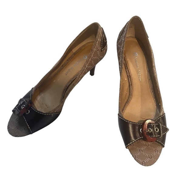 Etienne Aigner Peep Toe Brown Heels Pumps Size 6.5 - Picture 1 of 13
